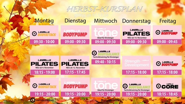 Aktueller Kursplan Pretty Woman Fitness Sinzheim